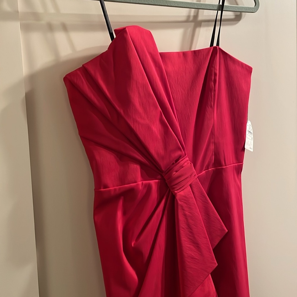 David Meister red cocktail dress strapless size 8